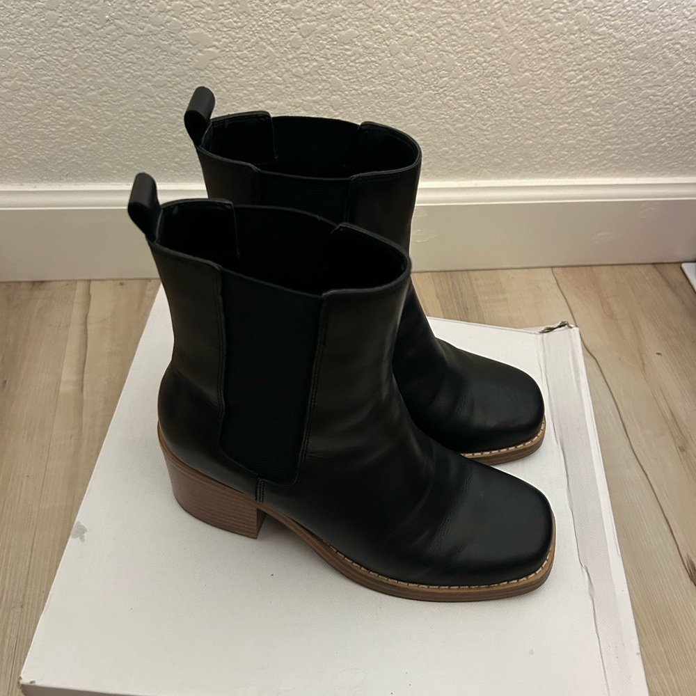 Black Leather Ankle Boots